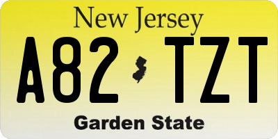 NJ license plate A82TZT