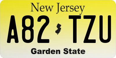NJ license plate A82TZU