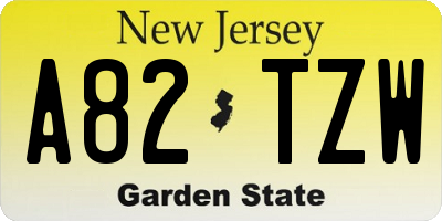 NJ license plate A82TZW