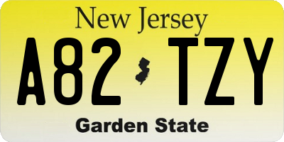 NJ license plate A82TZY