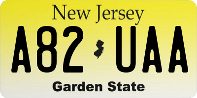 NJ license plate A82UAA