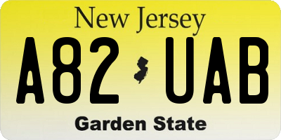 NJ license plate A82UAB