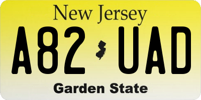 NJ license plate A82UAD