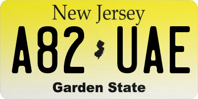 NJ license plate A82UAE
