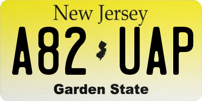 NJ license plate A82UAP