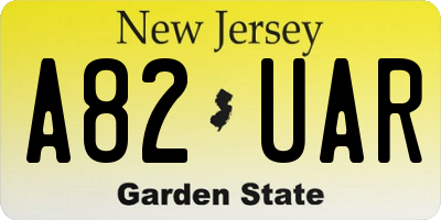 NJ license plate A82UAR