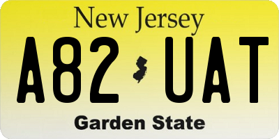 NJ license plate A82UAT