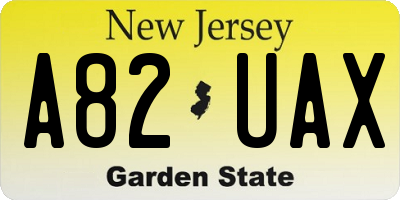NJ license plate A82UAX