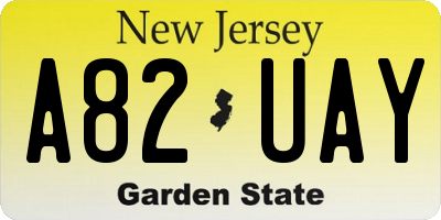 NJ license plate A82UAY