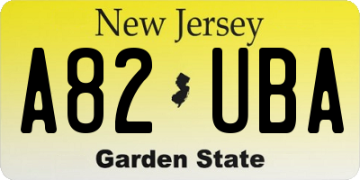 NJ license plate A82UBA