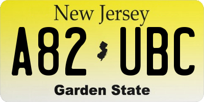 NJ license plate A82UBC