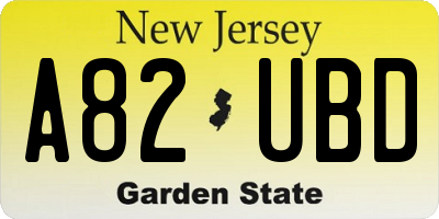 NJ license plate A82UBD