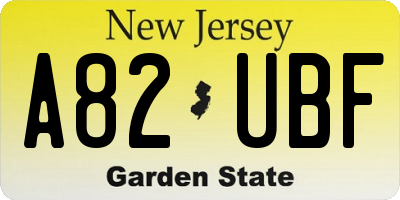 NJ license plate A82UBF