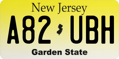 NJ license plate A82UBH