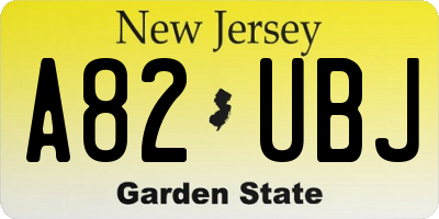 NJ license plate A82UBJ