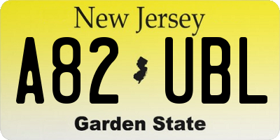 NJ license plate A82UBL