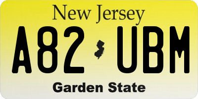NJ license plate A82UBM