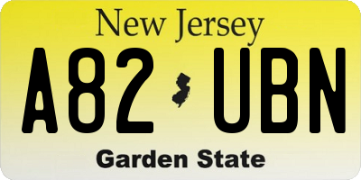 NJ license plate A82UBN