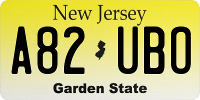 NJ license plate A82UBO