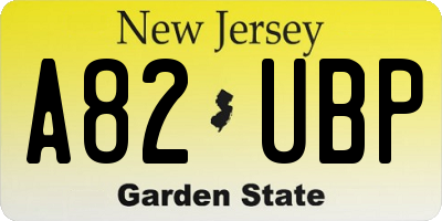 NJ license plate A82UBP