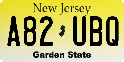 NJ license plate A82UBQ