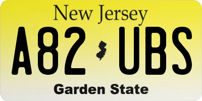 NJ license plate A82UBS
