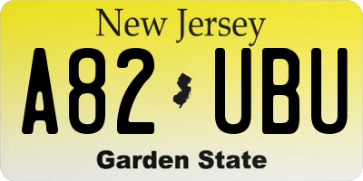 NJ license plate A82UBU