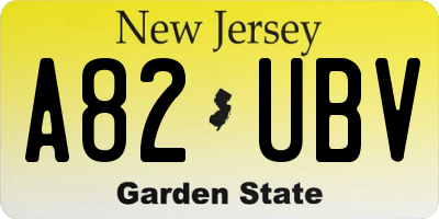 NJ license plate A82UBV