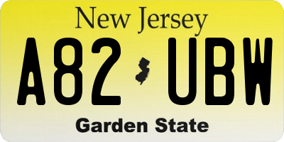 NJ license plate A82UBW