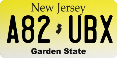 NJ license plate A82UBX