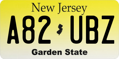 NJ license plate A82UBZ