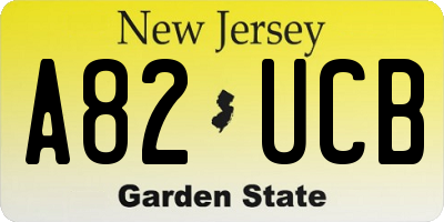 NJ license plate A82UCB