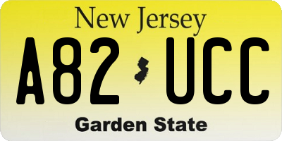 NJ license plate A82UCC