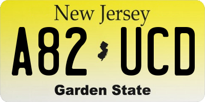 NJ license plate A82UCD