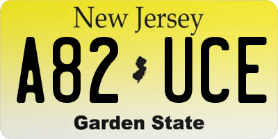 NJ license plate A82UCE