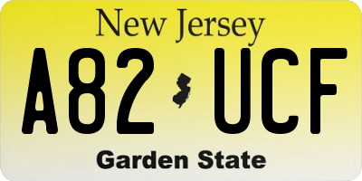 NJ license plate A82UCF