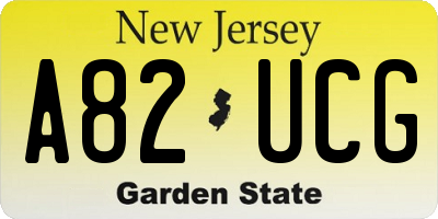 NJ license plate A82UCG