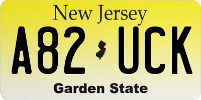 NJ license plate A82UCK