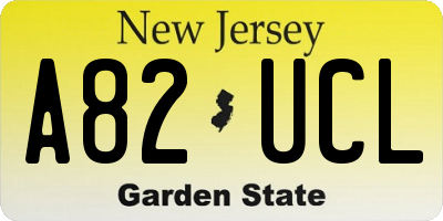 NJ license plate A82UCL