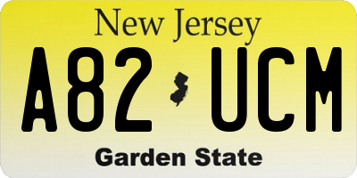 NJ license plate A82UCM