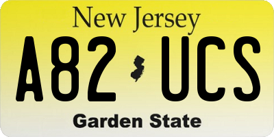 NJ license plate A82UCS