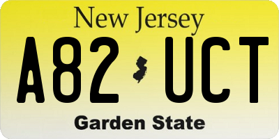 NJ license plate A82UCT
