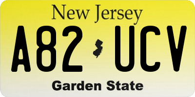 NJ license plate A82UCV