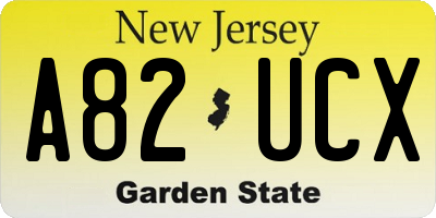 NJ license plate A82UCX