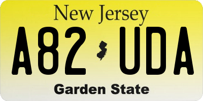 NJ license plate A82UDA