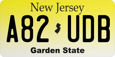 NJ license plate A82UDB