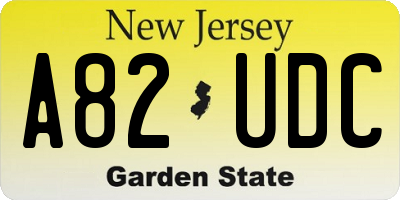 NJ license plate A82UDC