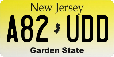 NJ license plate A82UDD
