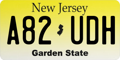 NJ license plate A82UDH