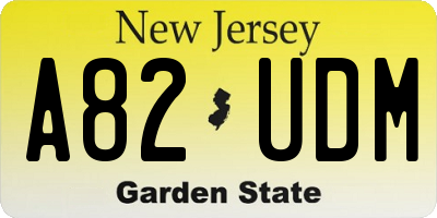 NJ license plate A82UDM